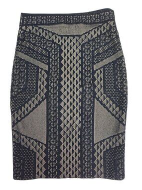 BCBG Max Azria Bodycon Knit Skirt Size S Geometric Pull On Rayon Nylon Spandex